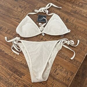 Zaful Cream Mesh Bikini Set